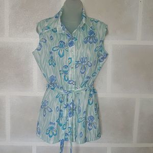 Vintage Kmart Floral Button Down Sleeveless Top